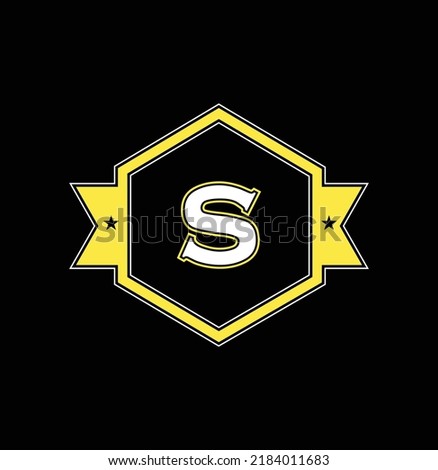 Abstract letter S logo design template with black background. Colorful creative hexagon sign. Universal vector icon.