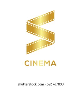 Abstract letter S logo Gold color for videotape film production