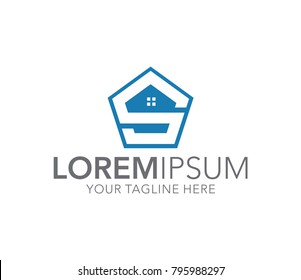 Abstract letter S logo. home icon illustration