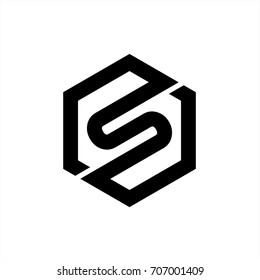 Abstract Letter S logo icon, Hexagonal S icon