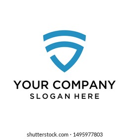 Abstract letter S logo with shield shape for business company