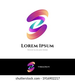 Letra abstracta plantilla de logotipo S con color degradado