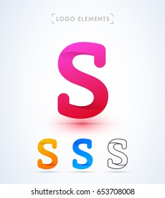 Abstract letter S logo template. Origami paper style. Material design.