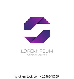 Abstract letter S logo vector design. Origami paper symbol icon template.
