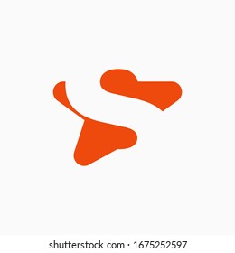 
Logotipo de letra abstracta S en forma de flecha. Plantilla vectorial de diseño de estilo de espacio negativo
