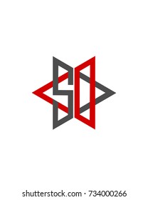 Abstract letter S O logo design red black
