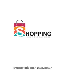 Abstract letter S on shopping bag, shopping logo template, Online Shop Logo 