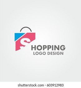 Abstract letter S on shopping bag. Abstract shopping logo. Online shop logo