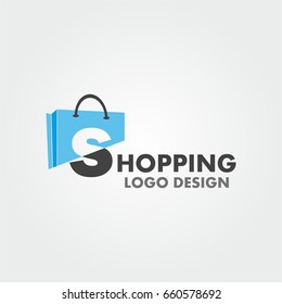 Abstract letter S on shopping bag. Abstract shopping logo. Online shop logo.
