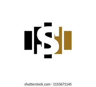 Abstract Letter S Pieces Shape Logo