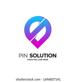 Abstract Letter S Pin Solution Logo Design Template