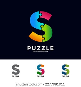 Letra abstracta S piezas del rompecabezas colorido diseño del logotipo vectorial. Adecuado para negocios, educación, juegos, pegatinas y plantillas