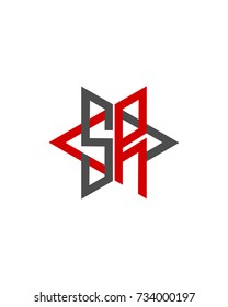 Abstract letter S R logo design red black
