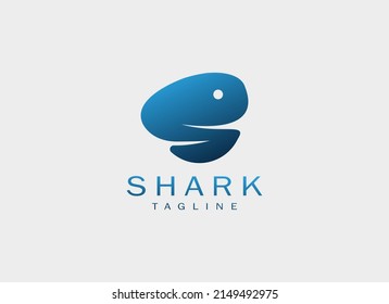 Abstract Letter S Shark Logo. Geometric Shape Letter S with Shark Icon Isolate on Grey Background. Usable for Community, Business and Brandings Logos. Flat Vector Design Template Element