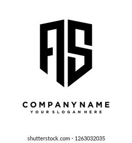 Abstract letter A S shield logo design template