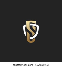 Abstract letter S shield logo design template. Monogram of two letters SO or OS.