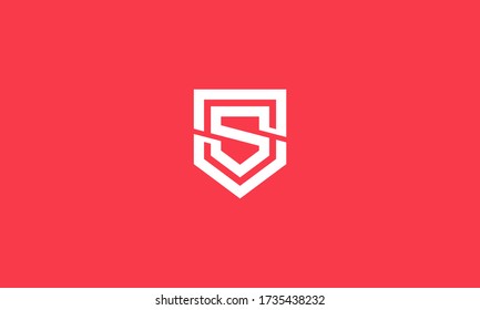 abstract letter s in the shield with outline or line art style . vector illustration eps10