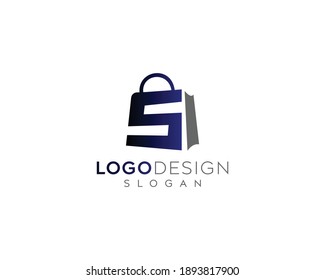 Abstract letter S shopping bag vector logo design, e-commerce shopping bag logo design 