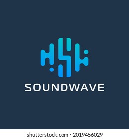 Abstract Letter S Soundwave Logo design isolated on Black Background