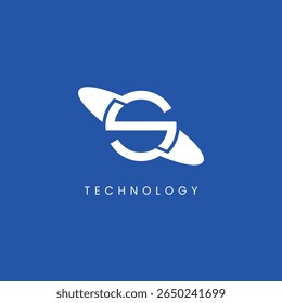 Abstract Letter S Space Logo, Futuristic Planet Ring Inspired Symbol.