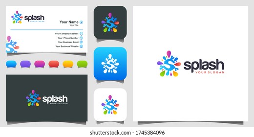 abstract letter s with splash drop logo design. icon and business card