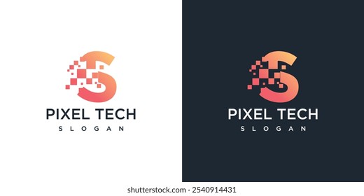 Abstract letter S technology logo design template.	
