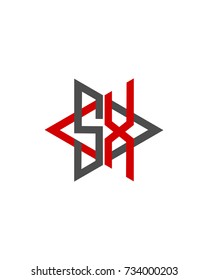 Abstract letter S X logo design red black
