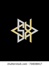 Abstract letter S X logo design gold silver