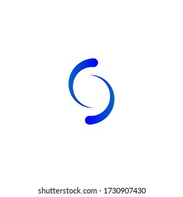 Abstract Letter S, Yin yang logo monogram typography with blue color in white background