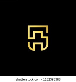 Abstract letter AS SA. minimal logo design template. Vector letter logo with gold and black color.