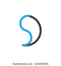 abstract letter sd simple curves logo vector
