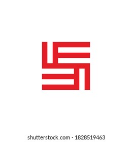 abstract letter SE square geometric line logo vector