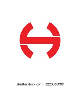 abstract letter sh simple geometric logo 