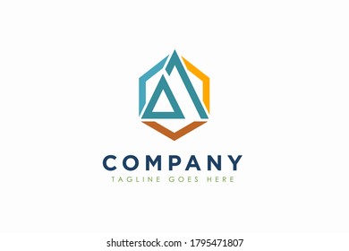 Abstract letter AM with Shield Logo design. Vector Business and Technology logo element