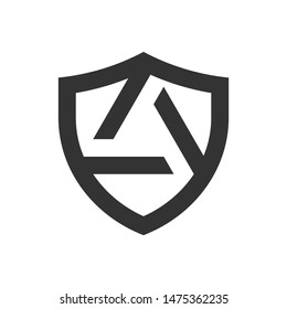 Abstract letter A with shield logo icon vector
