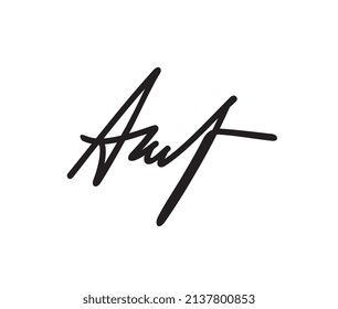 Abstract letter A signature template, creative handwritten signature