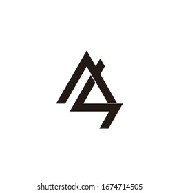 abstract letter as simple arrow geometric overlap line logo vector