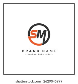 Logotipo Abstractas de la letra SM - Plantilla inicial del monograma para el alfabeto S y M