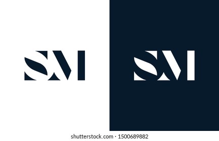 Letra resumida logotipo SM. Este icono del logotipo incorpora con forma abstracta de forma creativa. Parece la letra S y M.