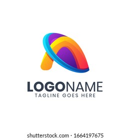 Letra abstracta Diseño del logotipo de un buque espacial