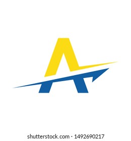 Abstract A Letter with Straight Sharp Arrow Going Up Logo Design Template Vector