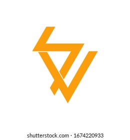 abstract letter sv simple thunder bolt overlapping line logo vector