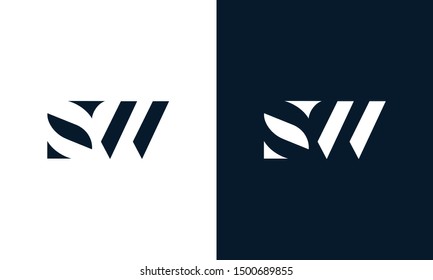 Abstract letter SW logo. This logo icon incorporate with abstract shape in the creative way. It look like letter S and W.