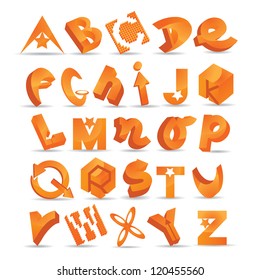 Abstract Letter Symbol Icon Set Alphabet EPS 8 vector, grouped for easy editing. No open shapes or paths.
