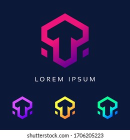 Abstract letter T arrow vector logotype Polygon Shape logo Icon.