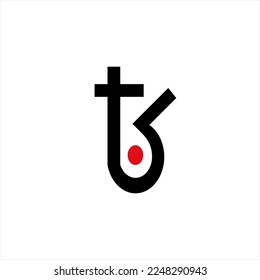 Abstract letter T and B vector logo design with cross and circle.