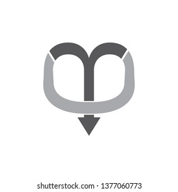 abstract letter t bow arrow overlapping logo vector