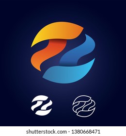 Abstract Letter T Circle logo sign. Paper material design, flat and line style - Vector