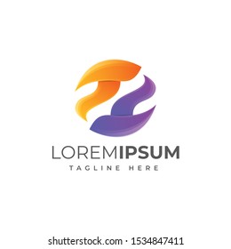 Abstract Letter T Circle logo template
