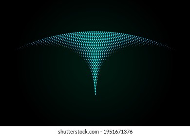 The abstract letter T graphic is composed of 3D particles with a sense of technology 